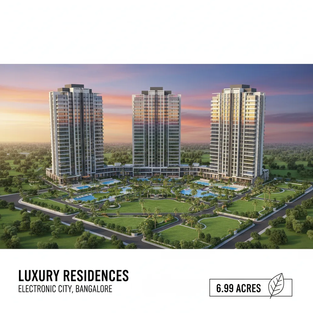 Modern luxury residential apartment complex in Electronic City Bangalore - Purva Silver Sky aerial view