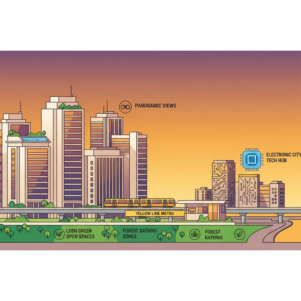 Hebbagodi residential skyline with luxury high-rise towers and Yellow Line Metro connectivity