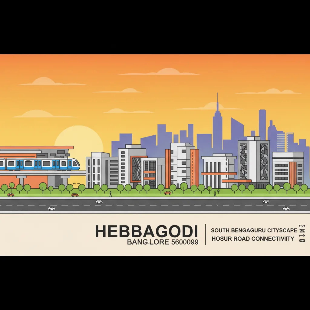 Modern residential skyline of Hebbagodi Bangalore with metro station and green spaces