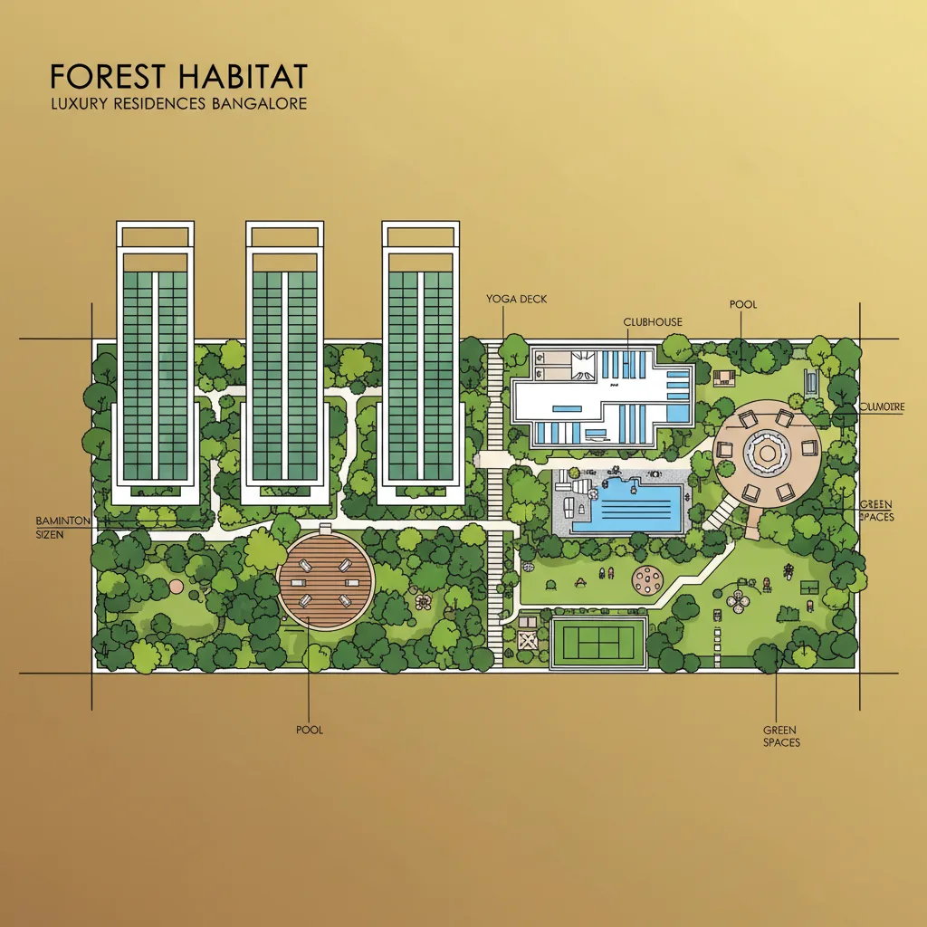 Luxury apartments in Hebbagodi - modern residential towers with forest-themed gardens and premium clubhouse facilities