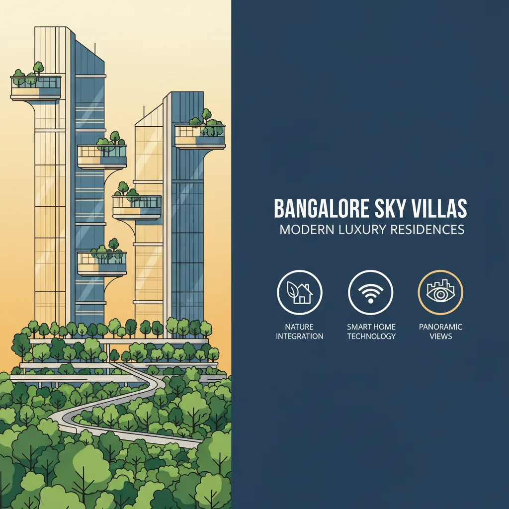 Modern luxury residential high-rise buildings in Bangalore with urban forest concept, contemporary architecture and smart home technology