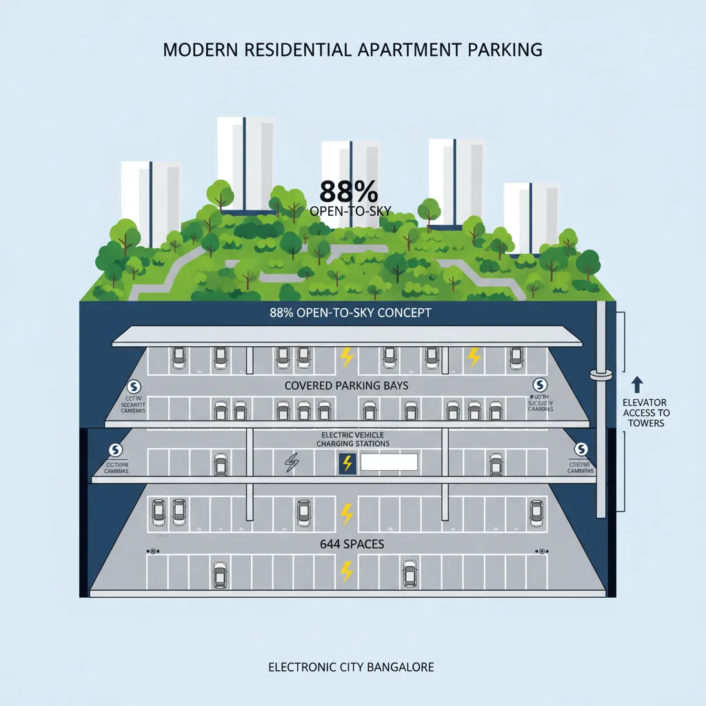 Parking Facilities at Purva Silver Sky - Modern residential apartment parking facility with 644 spaces