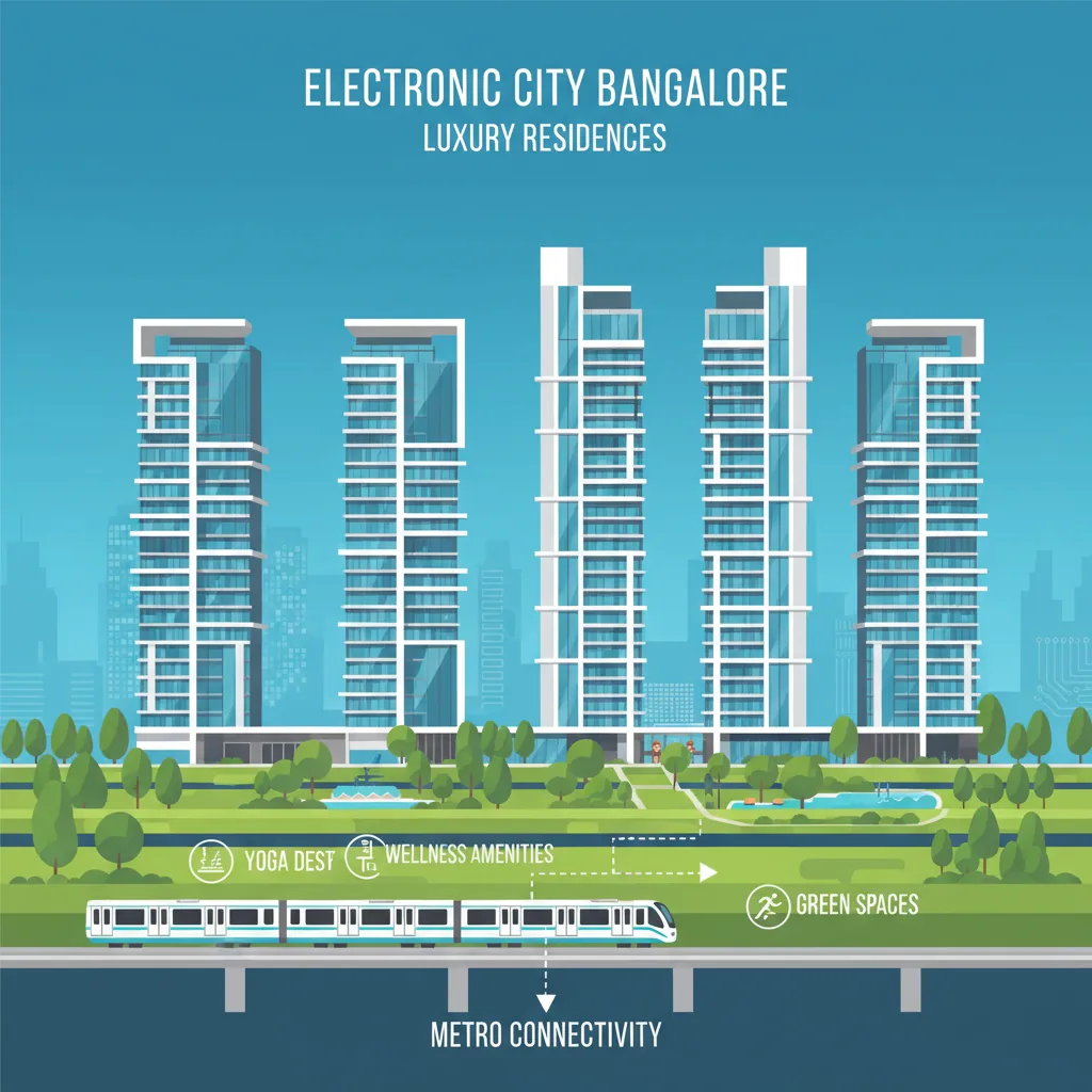Modern luxury residential high-rise development in Electronic City Bangalore featuring sleek glass architecture and green spaces