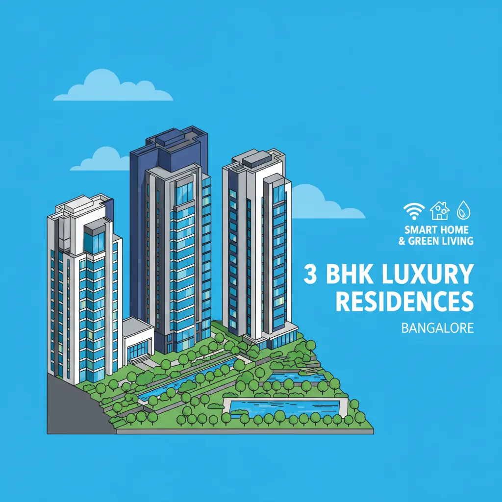 Modern luxury apartment complex in Bangalore with green landscaping and smart home technology
