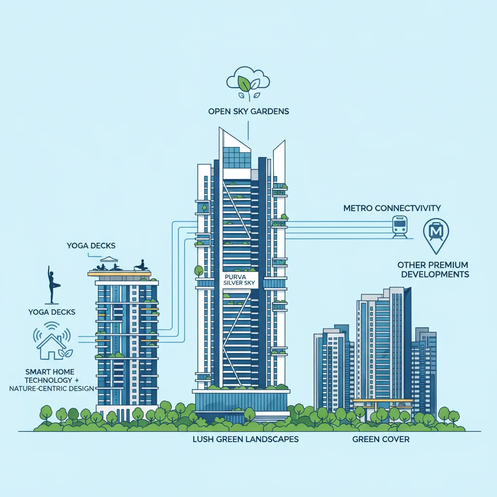 Purva Developers New Projects in Bangalore - Modern luxury residential towers with green landscapes and smart home features