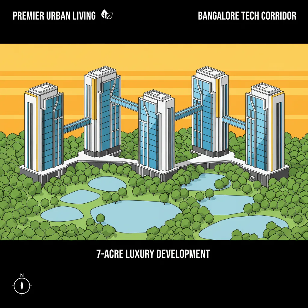 Modern luxury residential towers in Bangalore with urban forest landscaping and contemporary architecture