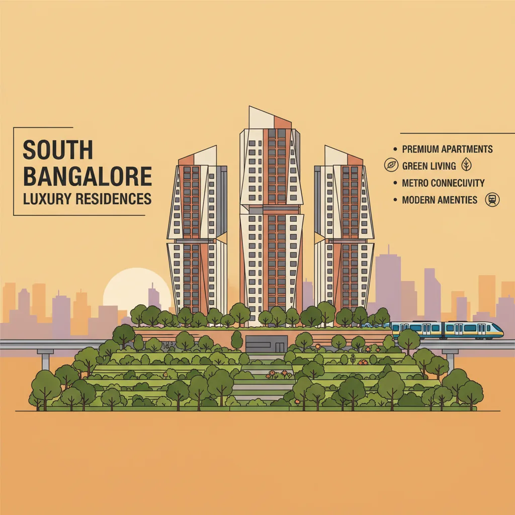 Modern luxury residential towers in South Bangalore with green spaces and metro connectivity