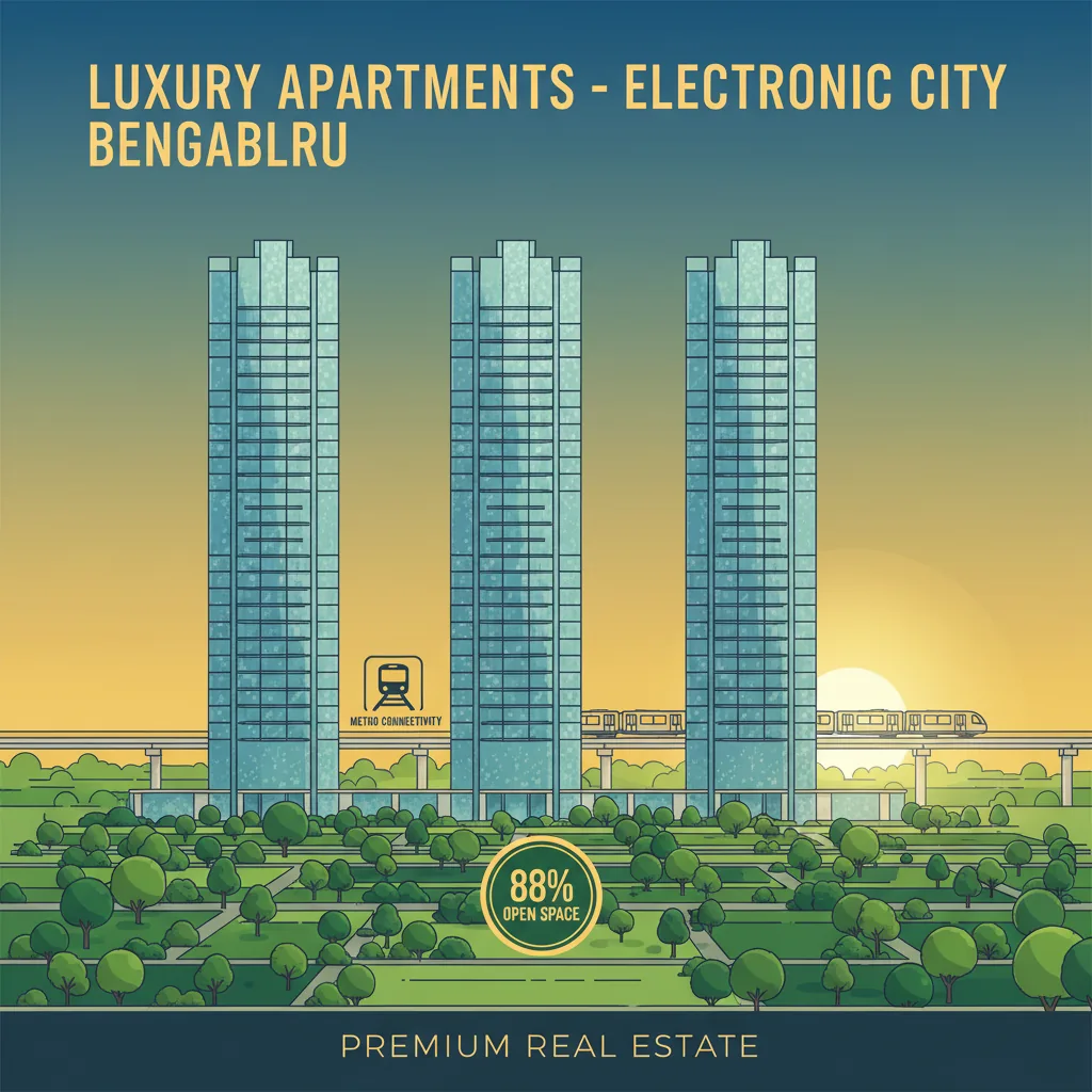 Modern luxury residential apartment towers in Electronic City Bengaluru with lush green landscaped gardens and premium real estate development