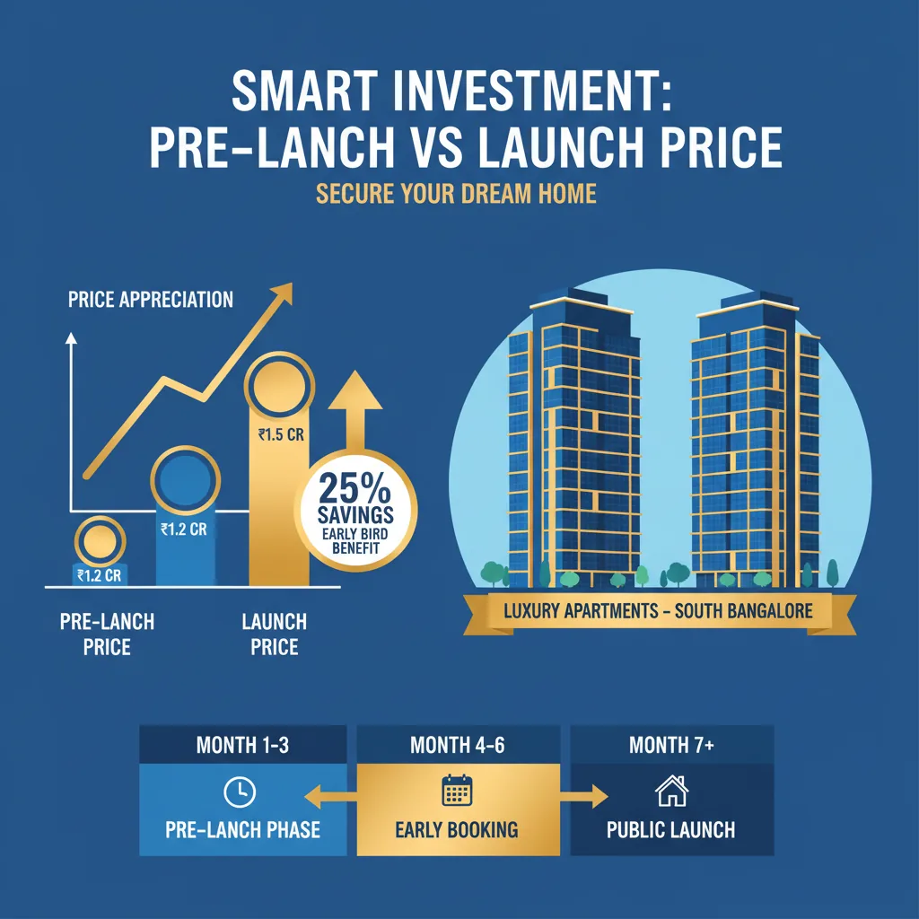 Purva Silver Sky pre-launch vs launch price benefits infographic showing early-bird savings comparison for South Bangalore luxury apartments