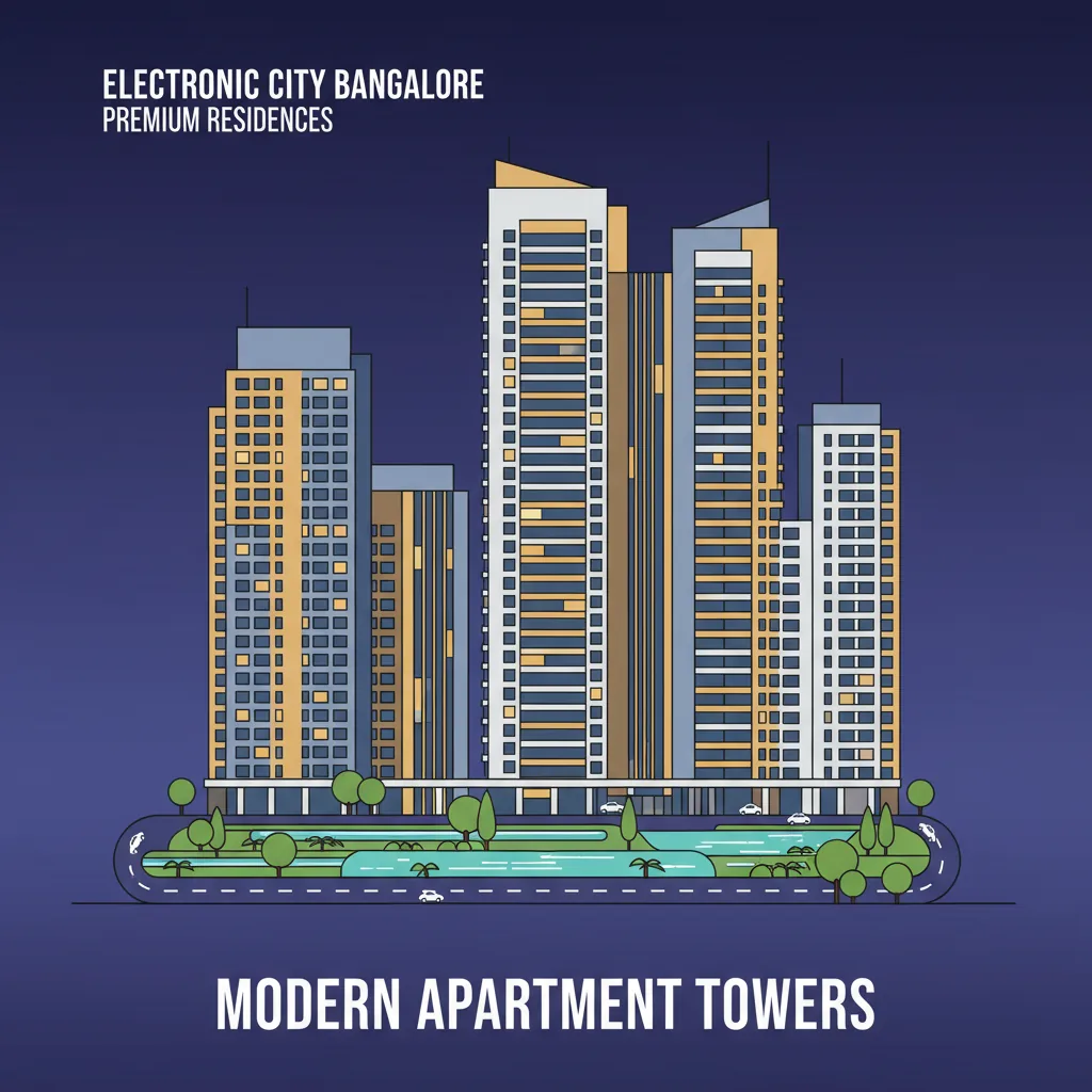Modern residential apartment towers at Purva Silver Sky in Electronic City Bangalore at dusk
