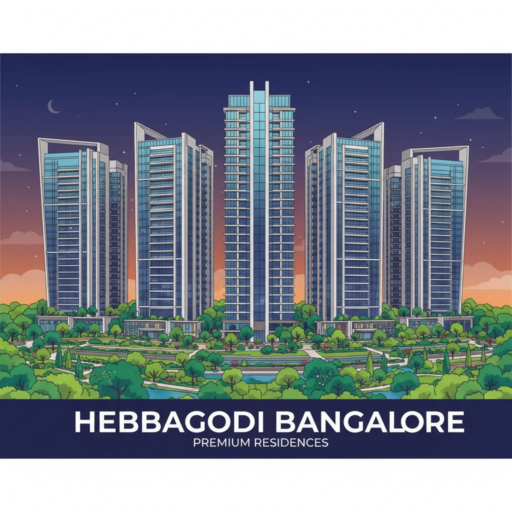 Modern luxury residential apartment towers at Purvankara projects near Hebbagodi with lush green landscaping and contemporary glass facades