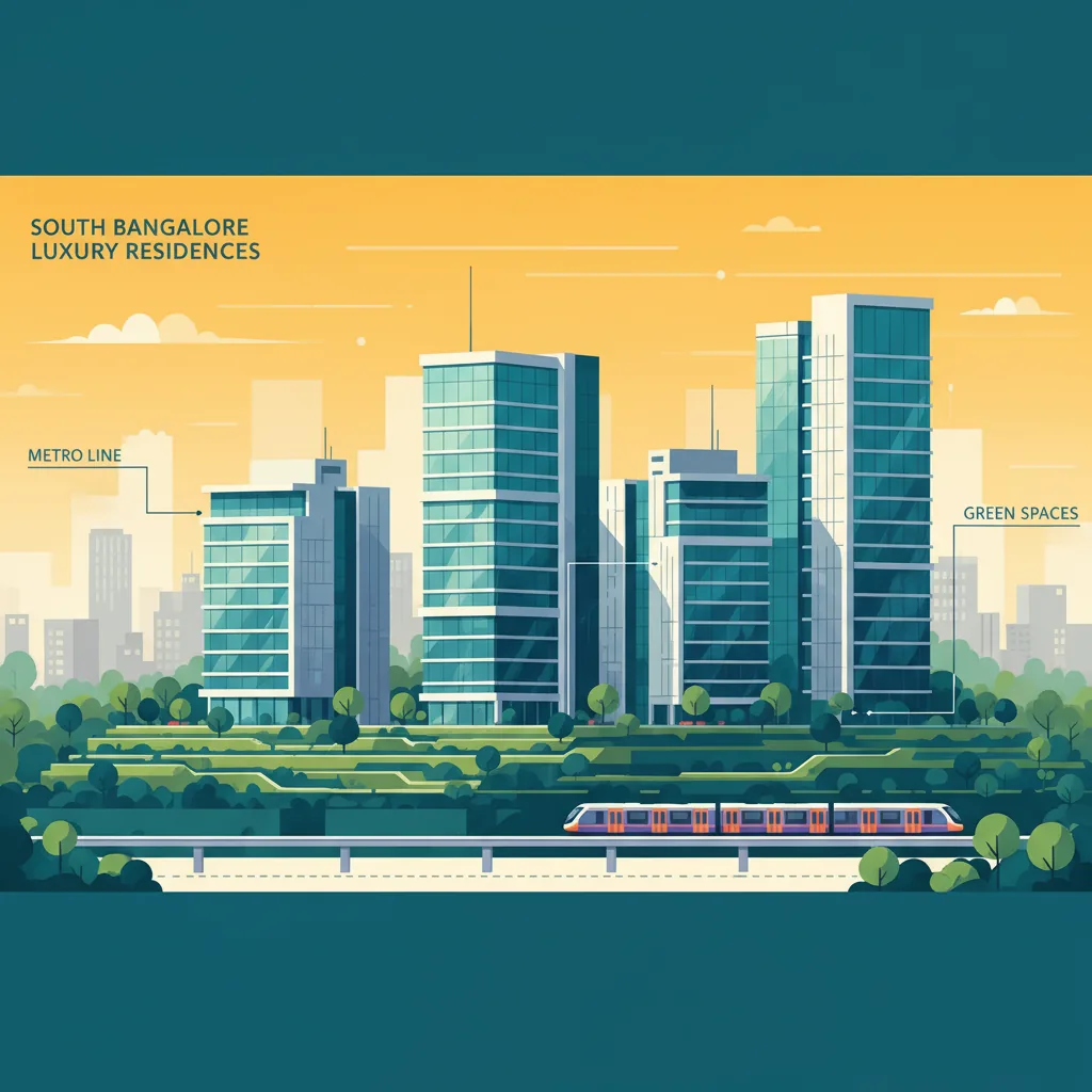 Modern luxury residential towers in South Bangalore with metro connectivity and lush green landscaping