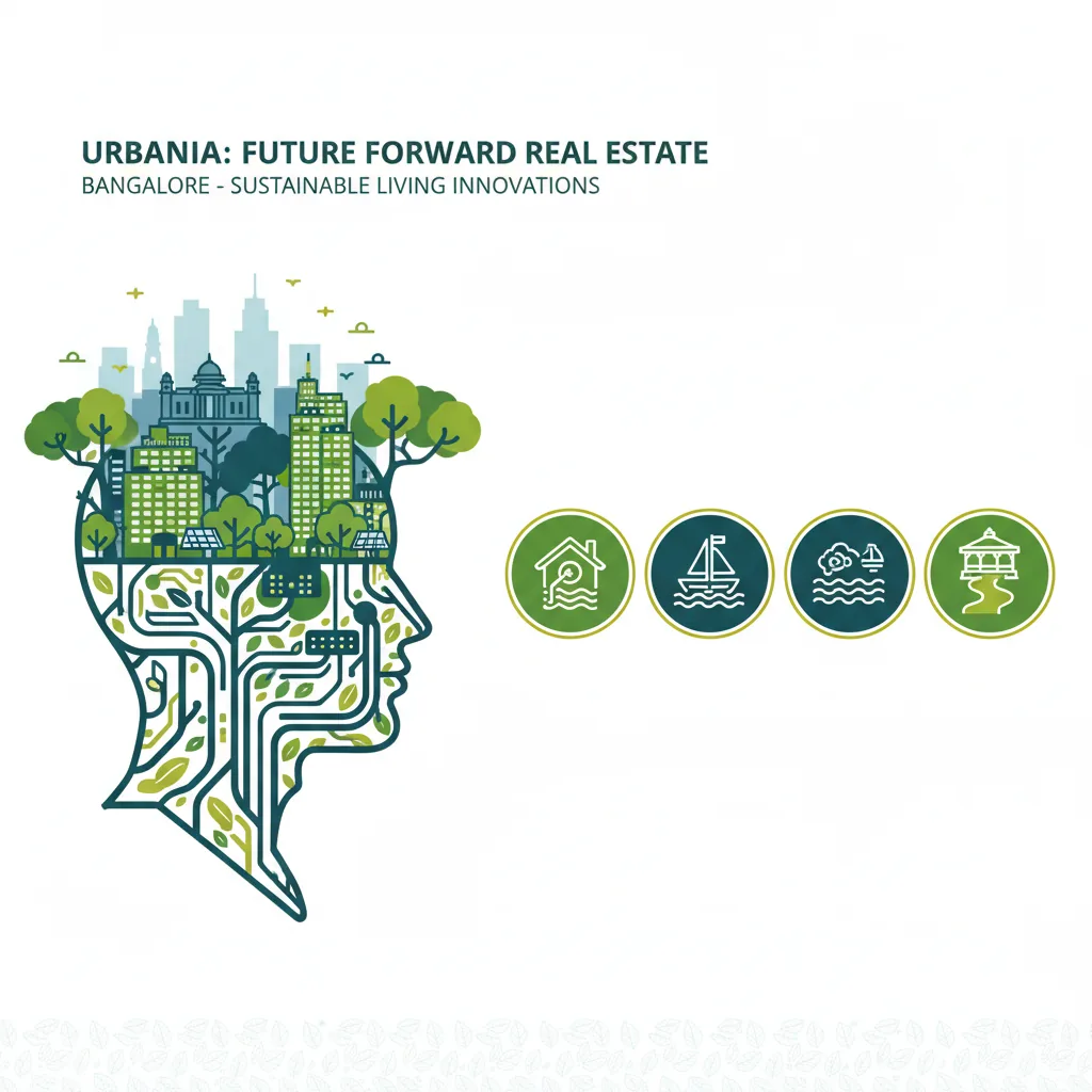 Visionary real estate leader silhouette against Bangalore skyline with sustainable urban forest elements